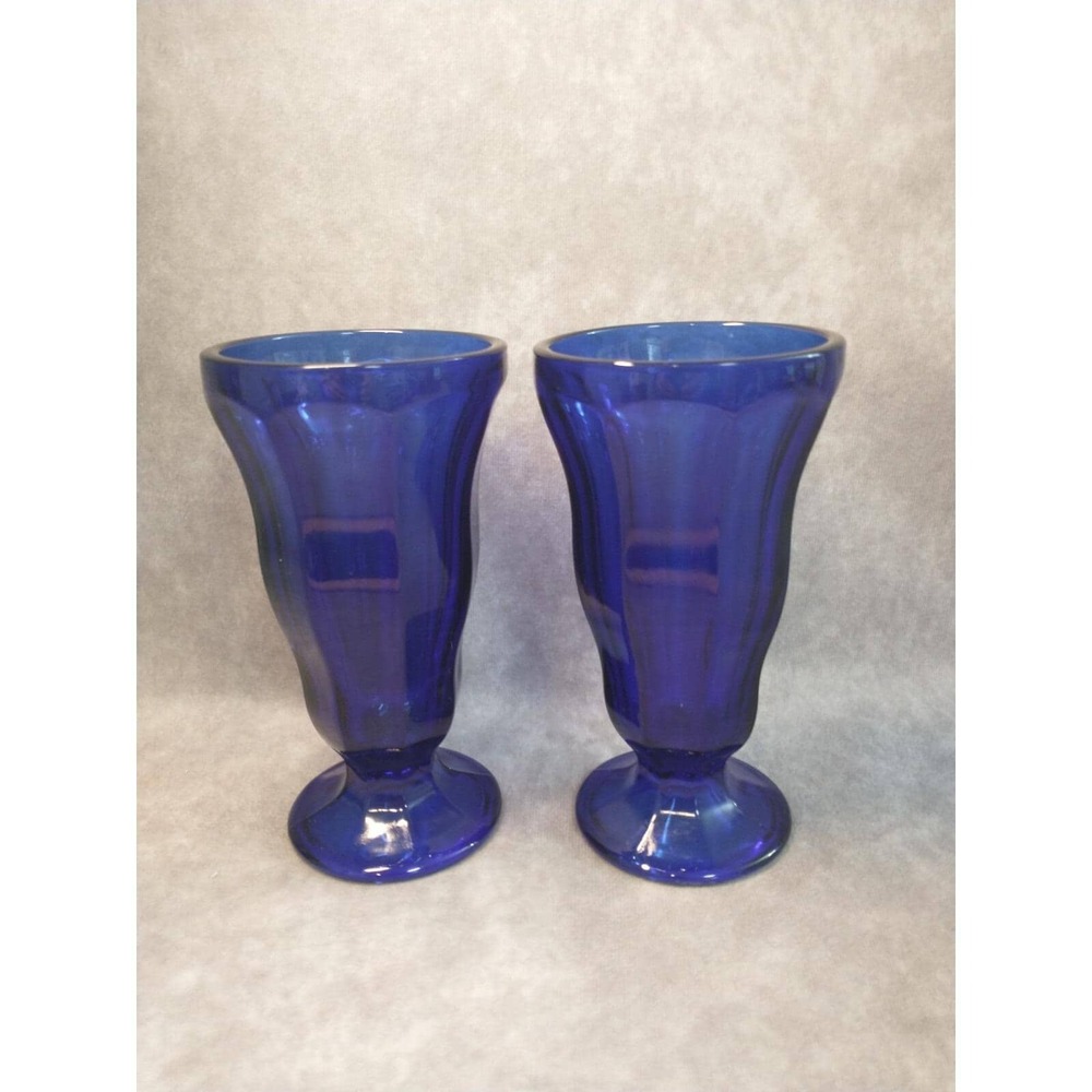 Anchor Hocking Cobalt Blue Pressed Glass Ice Cream Soda Dish Footed Goblet